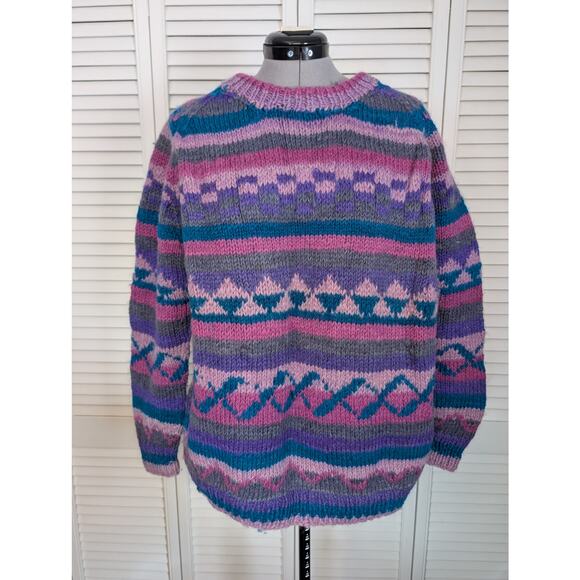LOST HORIZONS Himalayan Wool Heavy Knit Fair Island Multicolor Sweater s… - Picture 1 of 9